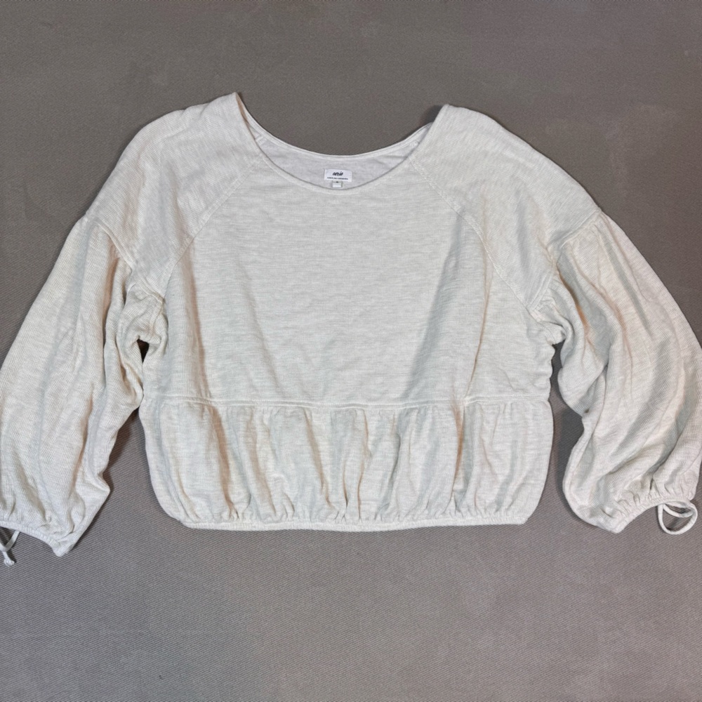 Aerie Endless Summer Cropped Lounge Sweatshirt Beige Size XL